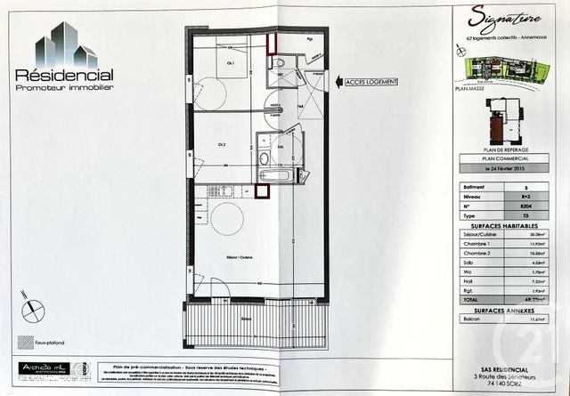 Appartement à vendre - 3 pièces - 68.23 m2 - ANNEMASSE - 74 - RHONE-ALPES - Century 21 Adl Genevois